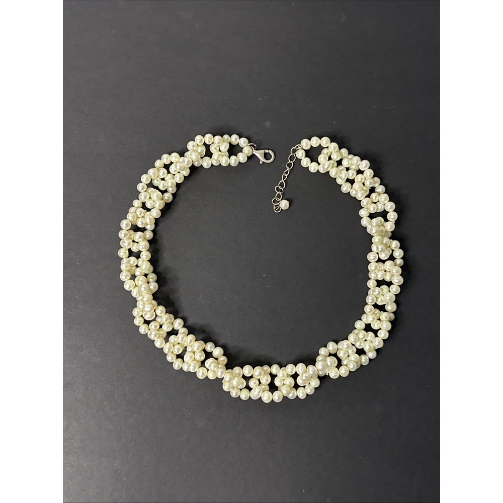 19" Freshwater Pearl Chain Link Necklace 925 Sterling Clasp Vintage Classic